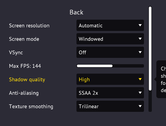 Graphics menu using the new dynamic vector shapes.